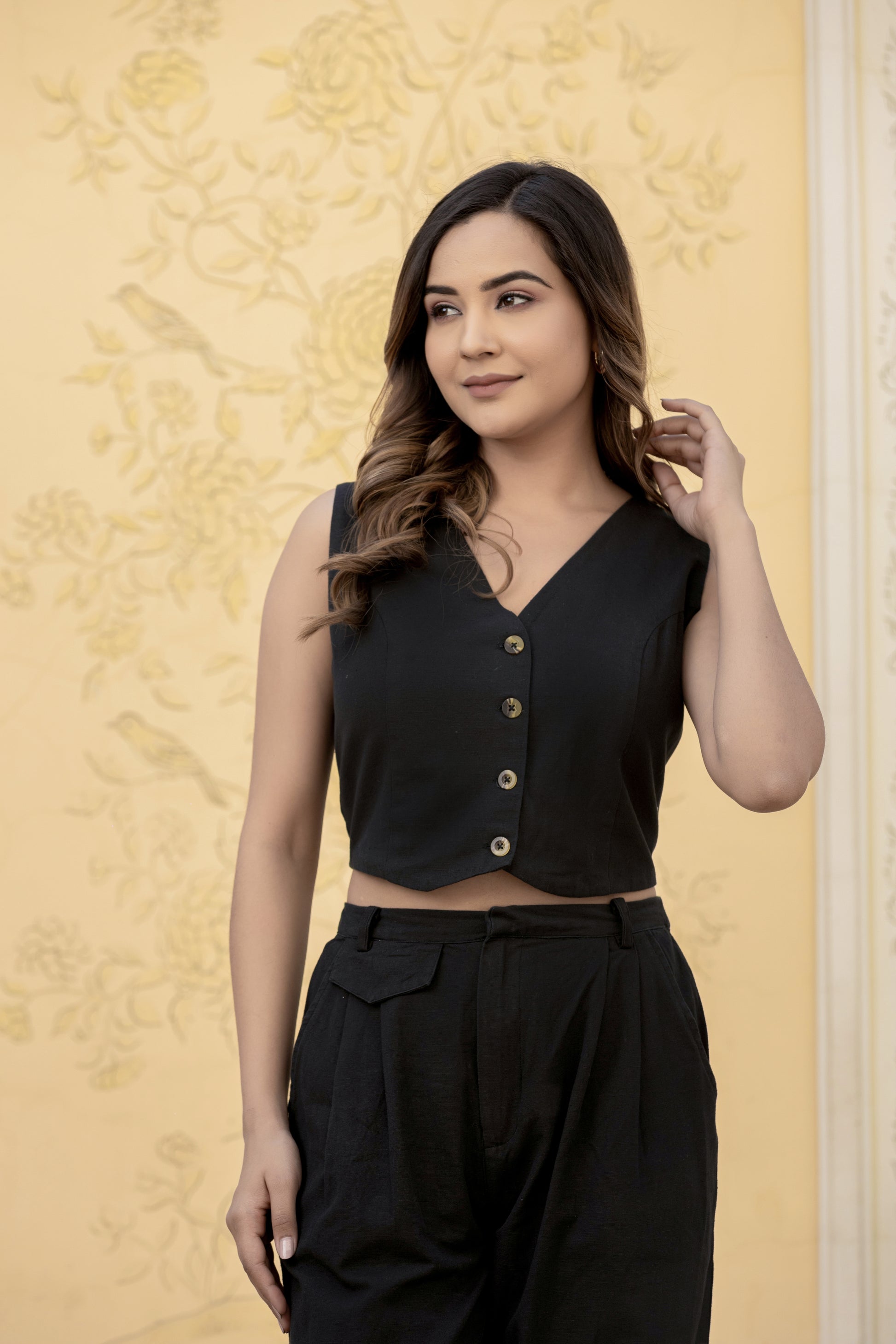 Stylish look of Black wasitcoat