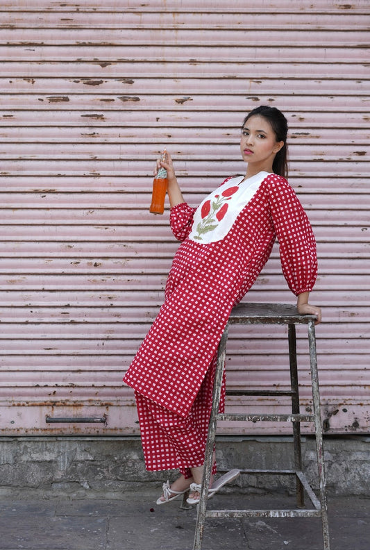 Gulazaar Red Kurta Set