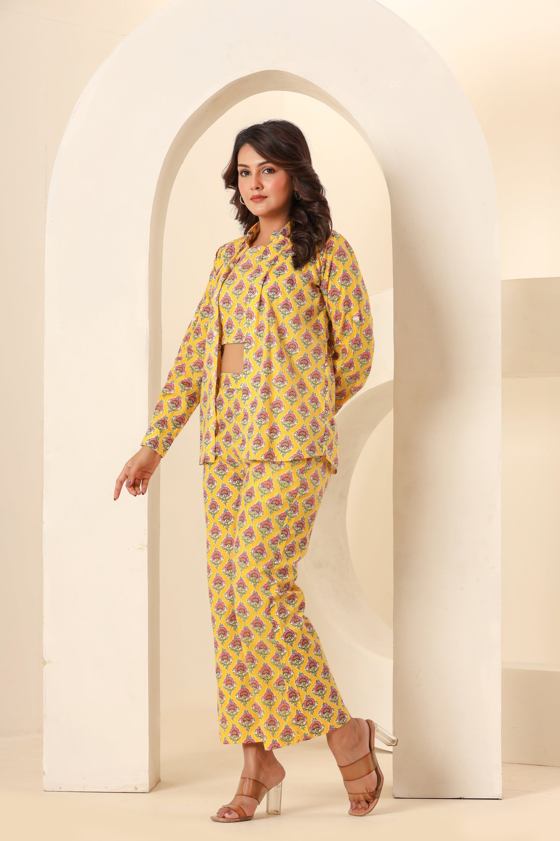Right side look of amber color coord set