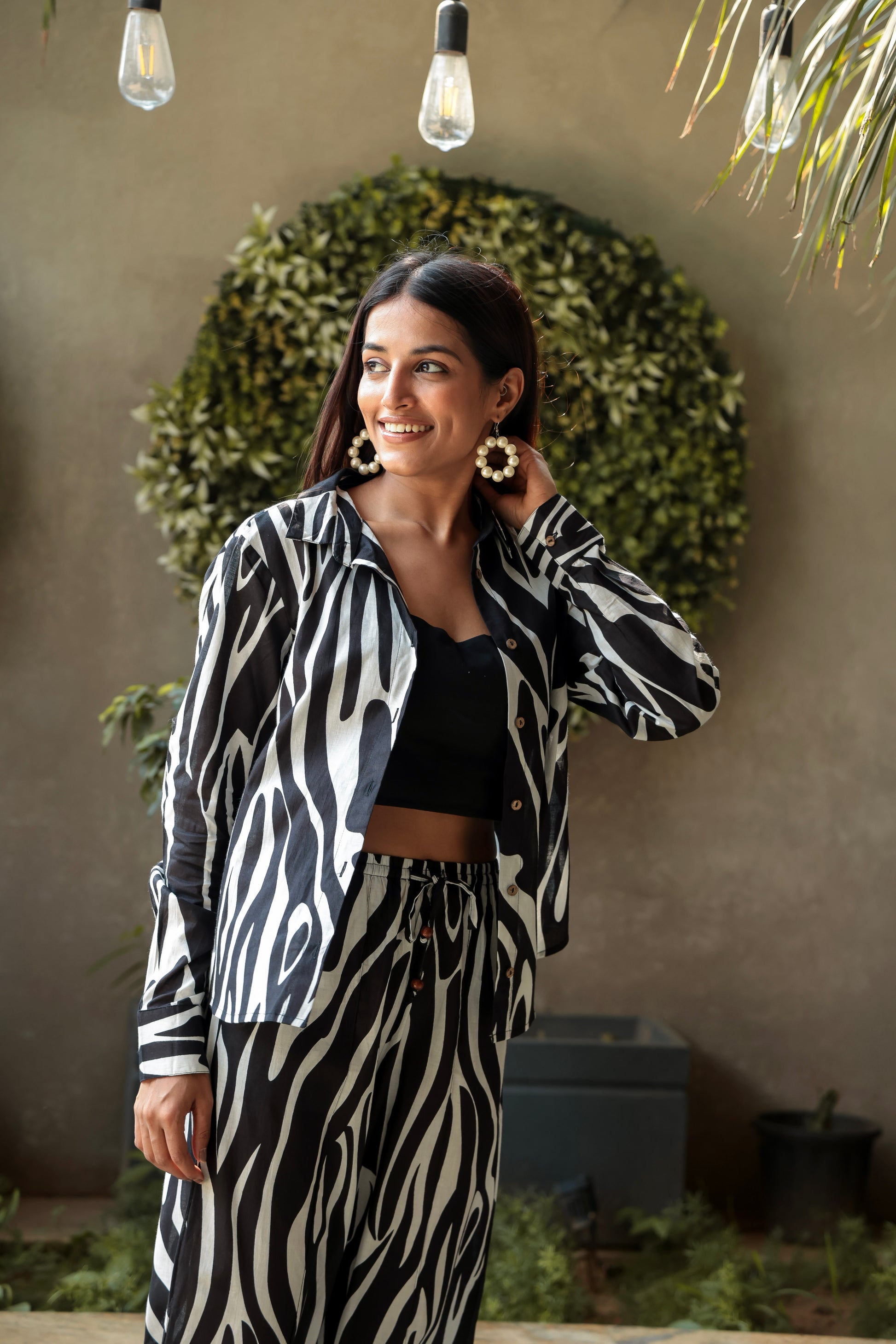 Stylish look of Black & White Striped Coord Set