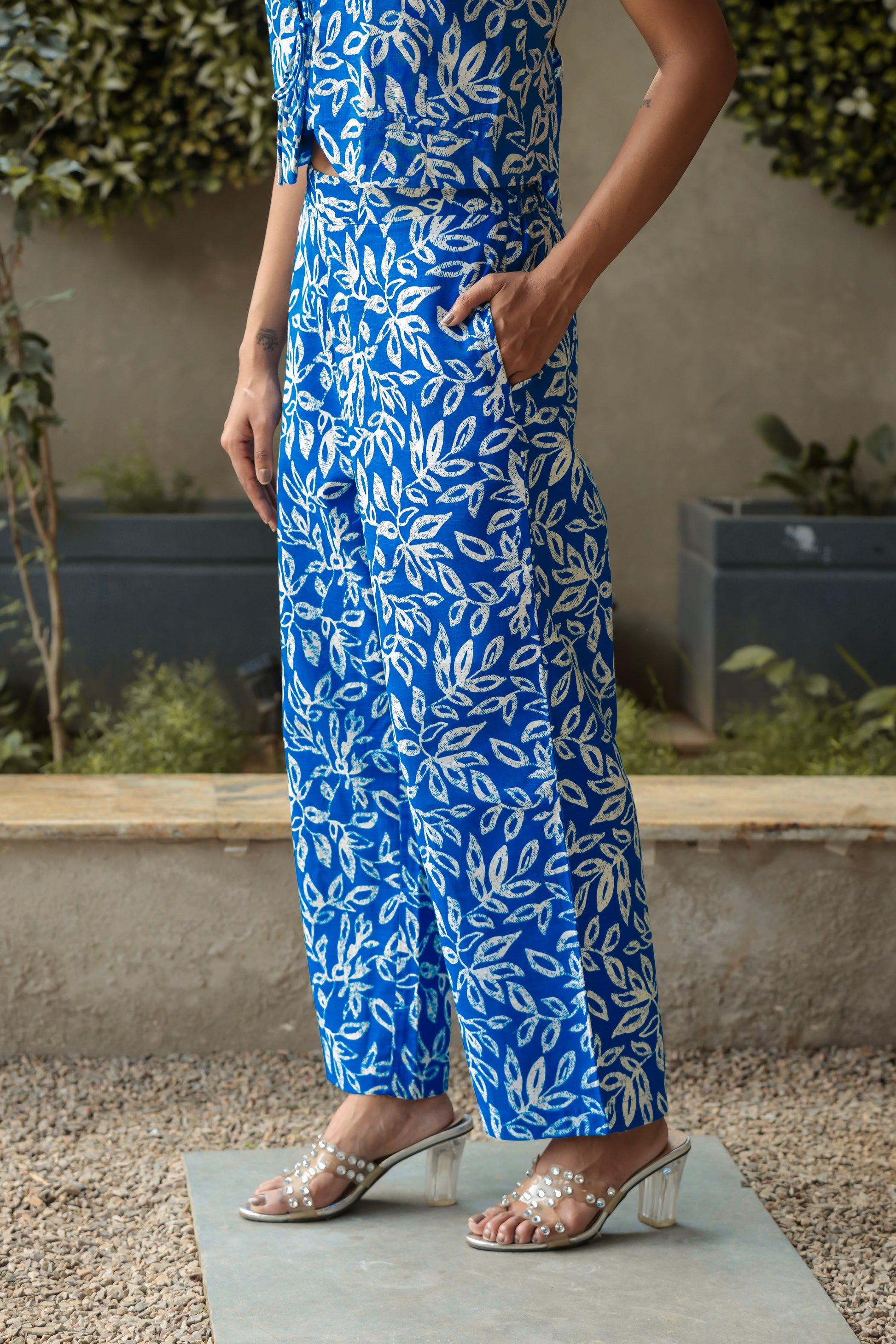 Bottom wear look of Leaf Print 2-Piece Set