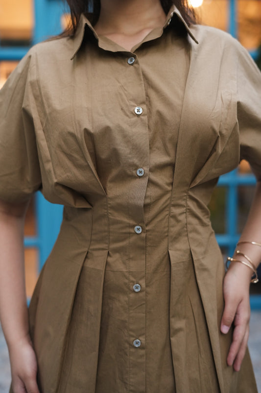 Mocha Muse Cotton Shirt Dress