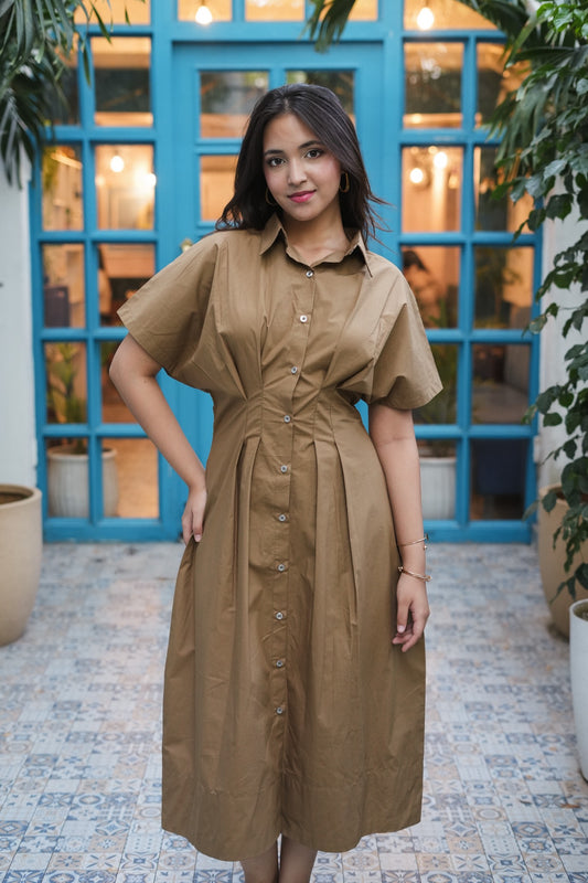 Mocha Muse Cotton Shirt Dress