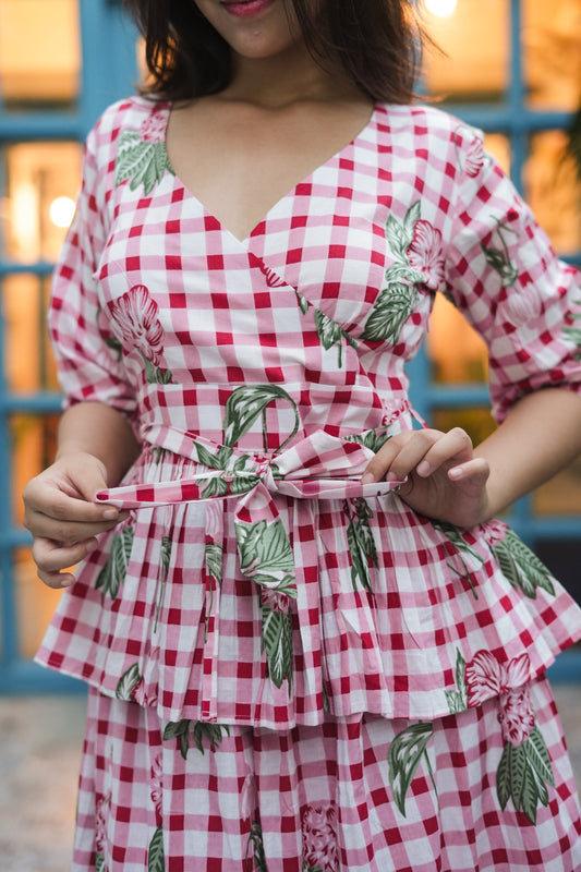 Blooming Checks Skirt Set