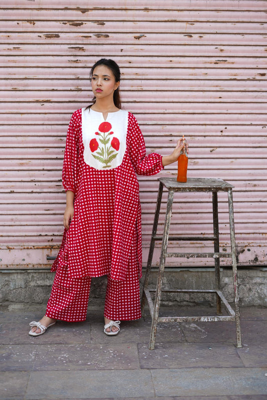 Gulazaar Red Kurta Set