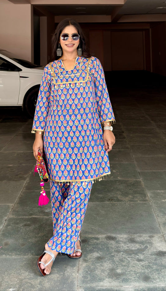 Neelambari Blue Cotton Kurta Set