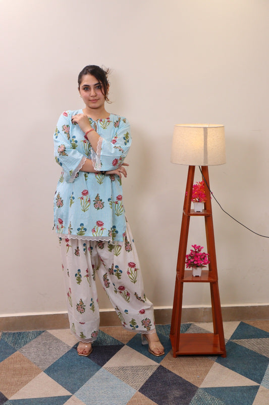 BlueBlossom Farshi Kurta set